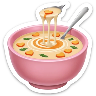 yummy soup in pink bowl sticker
