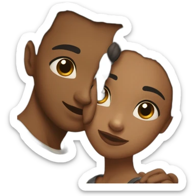 ChatGPT hug a black girl brown eyes and sblack hair in a bun sticker