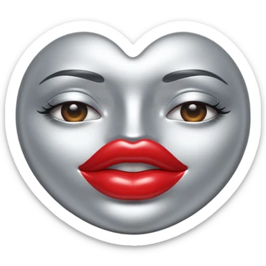 A seductive pair of slightly parted lips emoji made of liquid silver chrome, smooth glossy metallic surface, soft sensual curves, subtle reflections, luxury sexy aesthetic, minimal iOS emoji style, centered composition, clean white background, soft studio lighting, no text sticker