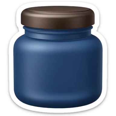 small rounded jar with deep blue or purple matte finish and matching lid, nighttime use, compact elegant shape, slightly frosted or opaque, no label, no hand, no extras, soft lighting, subtle shadows, emoji scale sticker