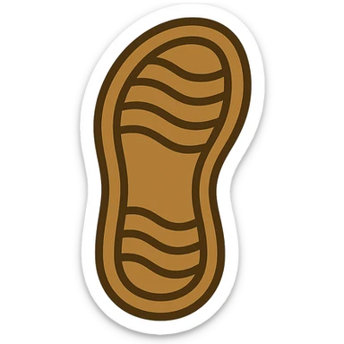 Edit the image to depict a thick sandal sole with minimal detail, viewed from the bottom and matching the angle of the reference image, in emoji style. sticker