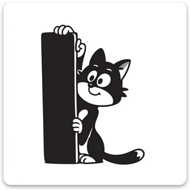 a suspicious looking cat peeking from behind something, hand drawn doodle style sticker