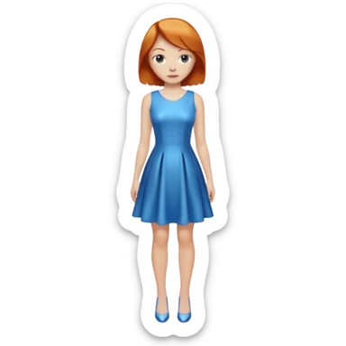 woman lshort ginger hair blue shiney dress full body sticker
