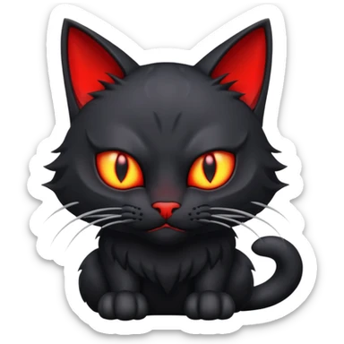 A 3D demoniac cat sticker