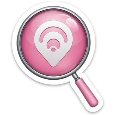 mix light pink dark pink and white girly wifi internet logo with a magnifying glass sticker