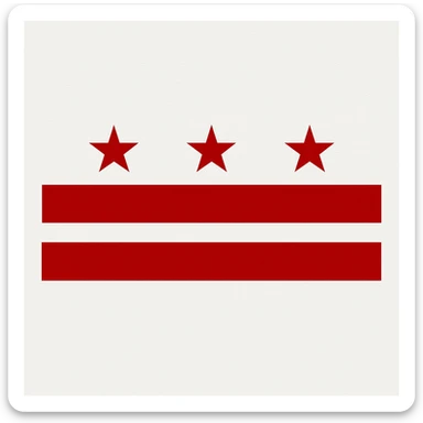 flag with a white background, two horizontal red stripes, and three red stars above the stripes sticker