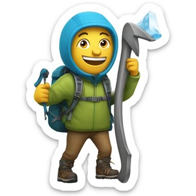 happy hiker with ice axe sticker