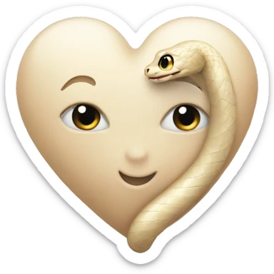 Cute light beige heart with snake sticker
