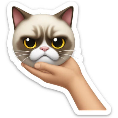 hand patting grumpy cat on the head sticker