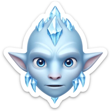 ice creature portrait, head and shoulders only, frozen crystal skin, glowing blue eyes, frost aura, sharp icy textures, fantasy winter vibe, 3D cartoon, mobile game icon style, clean background, no text, no watermark
 sticker