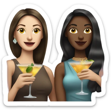 rich white women friends sipping martinis brunettes sticker