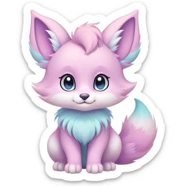 Kawaii bright fantasy ethereal anthro fursona animal with a tufted tail and round ears sticker