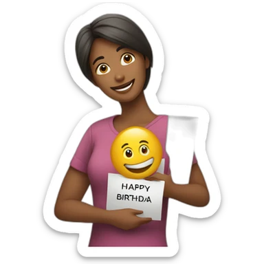 Person holding a sign that reads “Happy Birthday Priya” sticker