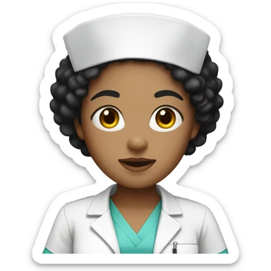 nurse with mask with short black curly hair and light skin sticker