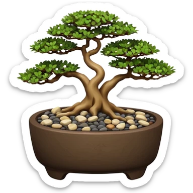 Shohin Shallow dark Pebbles Flintstone’s bonsai pot only  sticker