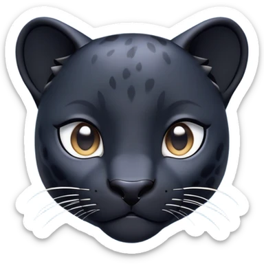 cinematic-cute-panther-portrait-emoji,-head-tilted-playfully-and-inquisitively,-with-a-smooth,-streamlined-form-accentuated-by-a-subtle-sheen-and-round,-sparkling-eyes-filled-with-charm,-simplified-yet-irresistibly-adorable-features, zoomed out showing the houlders sticker