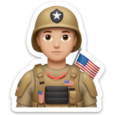 generate realistic white american soldier in body armor and full uniform with small usa flag on shoulder sticker