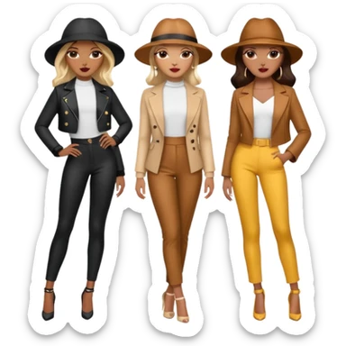 Glam girls in a group of 3 friends  sticker