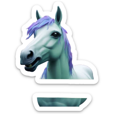 .Zombie_ Vaporwave black holographic oilslick zombie unicorn yellow caution tape graffiti Pegasus  sticker