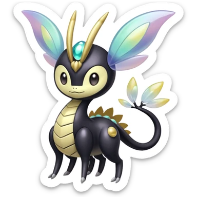Shiny glossy melanistic oily pastel white bright Meloetta-Giratina-Noibat-Pokémon-Fakémon-fusion-hybrid-creature sticker
