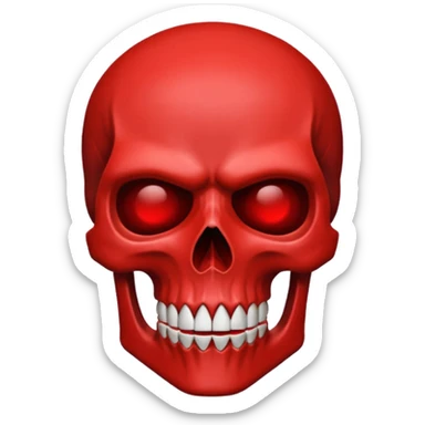 The image features a stylized red skull against a black background.
The image is composed primarily of two colors: a vibrant red for the skull and a deep black for the background. The skull occupies a large portion of the image and is drawn in a minimalist style, almost like a silhouette.  sticker