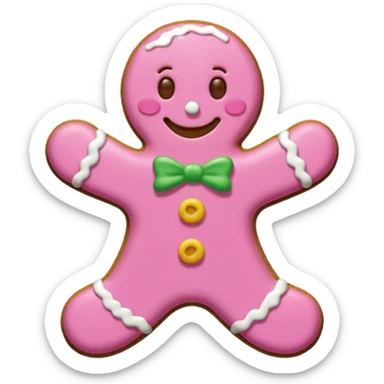 Gingerbread man pink sticker