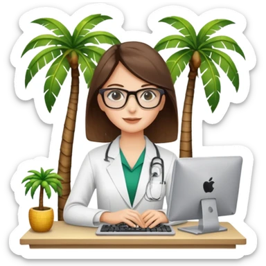 nutricionist with one computer palm tree  sticker