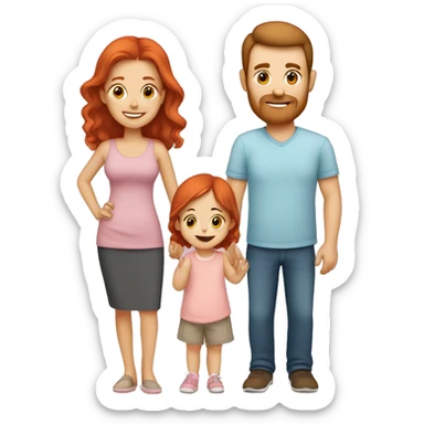 Parents with a baby girl - mom has red hair, dad has brown hair and the baby is a girl. All of them are Caucasian  sticker