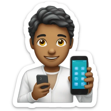 a student shows a mobile phone turned on sticker