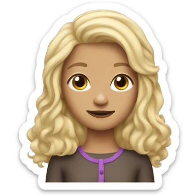 Blonde girl long hair with wire haired dark wiener dog on arm  sticker