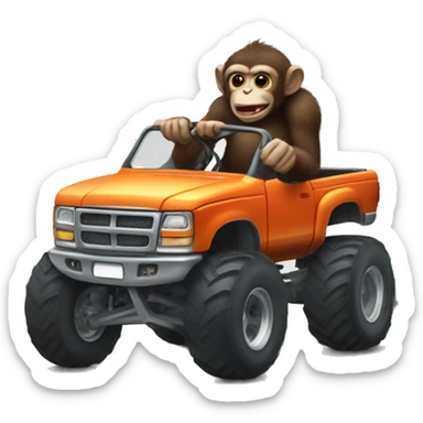 Monkey driving monster truck sticker