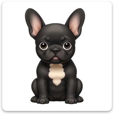 black french bulldog puppy, cute, sitting, simple background sticker
