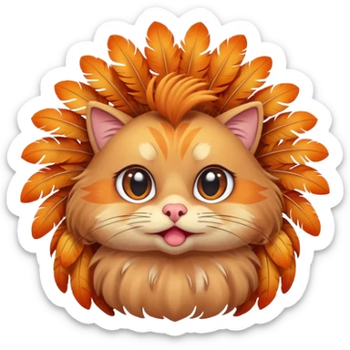 A shy but handsome turkey cat looking embarrassed, batting his long eyelashes and blushing sticker
