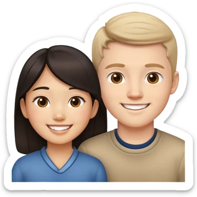 Asian girl and white boy couple sticker
