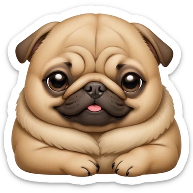 Cinematic Meme-Worthy Chubby Sleeping Fawn Pug Portrait Emoji, Head resting peacefully with a contented smile, showcasing a delightfully chubby build and a luxuriously soft fawn coat, eyes shut in a serene nap, Simplified yet hilariously adorable features, highly detailed, glowing with a soft, drowsy light, high shine, relaxed and utterly lovable, stylized with an air of playful laziness, bright and heartwarming, soft glowing outline, capturing the essence of a comically sleepy companion, so meme-worthy it feels like it could instantly become the next viral sensation of adorable slumber! sticker