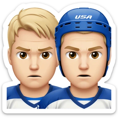 Two hockey players one USA one Finland sticker
