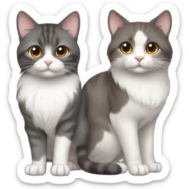 2 cats, one Chinchilla full brown long hair and one gray short hair sticker
