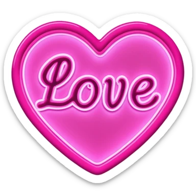 glowing pink neon sign that says "i Love u " in cursive. With a heart sticker
