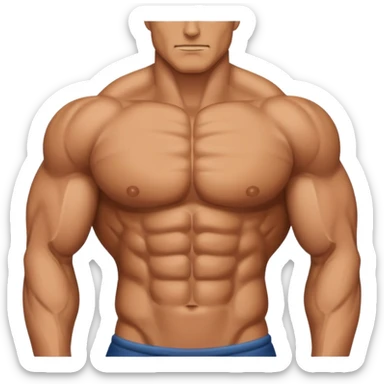 Create a buffed and defined chest view. Make chest closer in emoji. Like this one, but without emojis in his body. Also, make chest part closer sticker