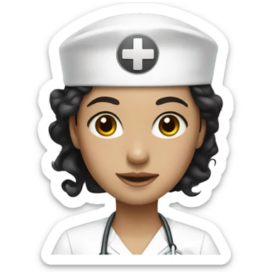 nurse white skin girl black hair sticker