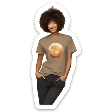 Person wearing vintage sepia T shirt with nebulas galaxies and constellations star map celestial illustration t shirt sticker