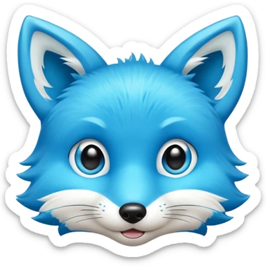 blue fox with big eyes getting a gentle nose boop, playful, emoji style sticker