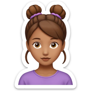 Girl with light brow skin and brown hair in a single bun sticker