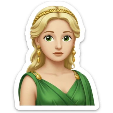 Ancient Roman woman with earrings and blonde hair, green dress sticker