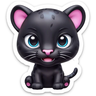 Cinematic Comical Baby Panther Portrait Emoji, Head tilted dramatically with an exaggeratedly shocked expression, featuring a compact, endearing build with wide, comically expressive eyes full of humorous disbelief, Simplified yet hilariously expressive features, highly detailed, glowing with a slightly sassy glow, high shine, dramatic yet playful, stylized with an air of quirky youthful charm, soft glowing outline, capturing the essence of a meme-worthy baby panther that looks ready to side-eye its way into viral fame! sticker