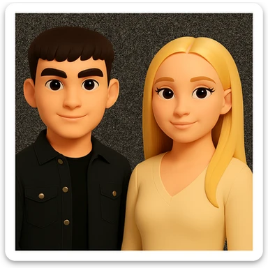 Make the people stand a little further apart from each other, keeping the same style and background as in the reference image. sticker