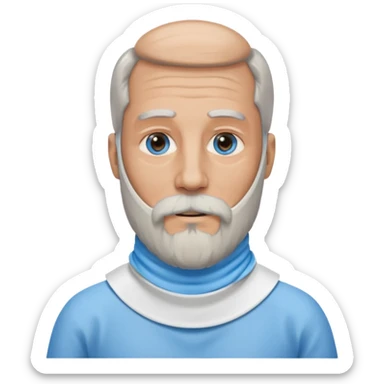 Older man with a full long beard, a medical neck brace, and blue eyes. sticker