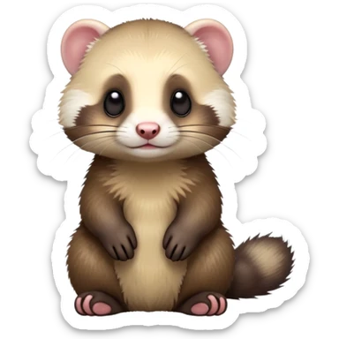 cinematic-[ferret]-realistic-full-body-sitting-emoji,-tiny-paws-tucked-close,-head-tilted-dramatically,-fluffy-[sable]-fur,-simplified-yet-realistic-focused-features,-highly-detailed,-glowing-with-an-almost-sarcastic-glow sticker