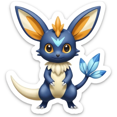 Colorful Shiny Exotic Victini-Salandit-Meowstic-Minccino-Fakémon-hybrid-creature (full body)  sticker