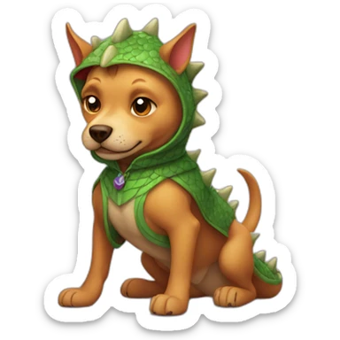 dog wearing a dragon suit sticker
